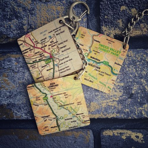 Wooden Map Keyrings